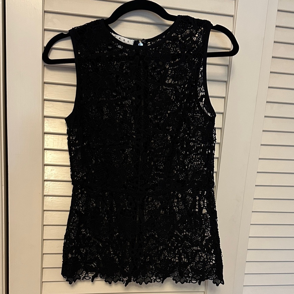 CAbi Elegant Black Lace Top
